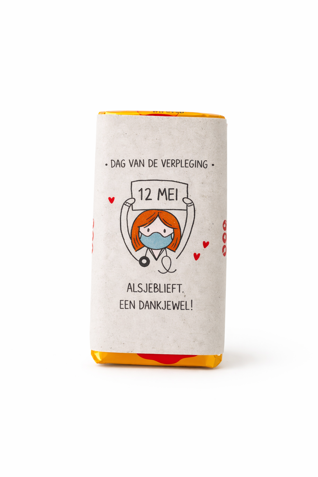 Tony reep met wikkel van groeipapier